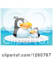 Poster, Art Print Of Cute Penguin Chick And Mother On Floating Ice