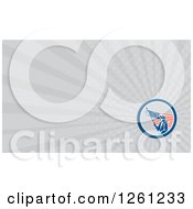Clipart Of A Revolutionary Soldier With An American Flag Background Or Business Card Design Royalty Free Illustration