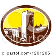 Retro Woodcut Scene Of The Tower Of San Niccolo In Florence  Firenze Italy