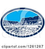 Woodcut Oval Of The Flavian Amphitheatre Coliseum In Rome Italy