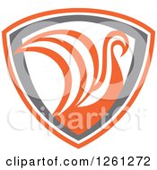 Clipart Of A Viking Ship Or Swan In A White Gray And Orange Shield Royalty Free Vector Illustration