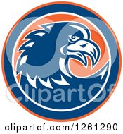 Retro Raptor Or Eagle In An Orange Blue And White Circle
