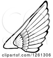 Clipart Of A Black And White Feathered Wing Royalty Free Vector Illustration