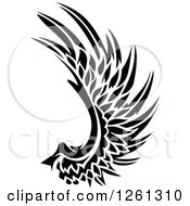 Clipart Of A Black And White Feathered Wing Royalty Free Vector Illustration by Chromaco
