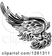 Clipart Of A Black And White Feathered Wing Royalty Free Vector Illustration