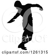 Poster, Art Print Of Black Silhouetted Male Athlete Discus Thrower