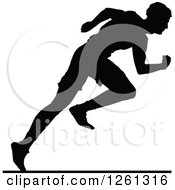 Poster, Art Print Of Black Silhouetted Male Athlete Sprinter