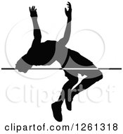 Poster, Art Print Of Black Silhouetted Male Athlete High Jumper