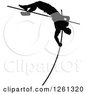 Poster, Art Print Of Black Silhouetted Male Athlete Pole Vaulter