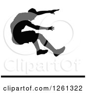 Poster, Art Print Of Black Silhouetted Male Athlete Long Jumper