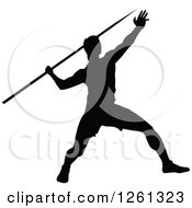 Poster, Art Print Of Black Silhouetted Male Athlete Javelin Thrower