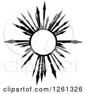 Clipart Of A Black And White Arrow Globe Design Royalty Free Vector Illustration