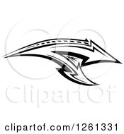 Clipart Of A Black And White Tribal Arrow Design Royalty Free Vector Illustration