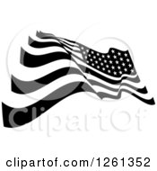 Clipart Of A Black And White American Flag Royalty Free Vector Illustration