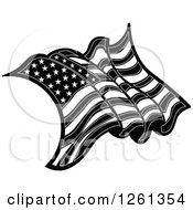 Clipart Of A Black And White American Flag Royalty Free Vector Illustration