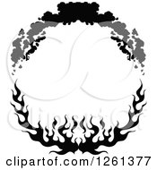 Clipart Of A Black And White Frame Fire Design Element Royalty Free Vector Illustration