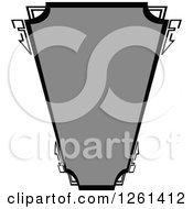 Clipart Of A Grayscale Shield Badge Royalty Free Vector Illustration