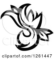 Clipart Of A Black And White Floral Flourish Design Element Royalty Free Vector Illustration