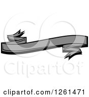Clipart Of A Grayscale Ribbon Banner Design Element Royalty Free Vector Illustration
