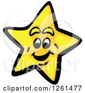 Clipart Of A Happy Yellow Star Royalty Free Vector Illustration