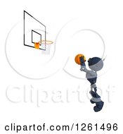 Poster, Art Print Of 3d Blue Android Robot Playing Basketball