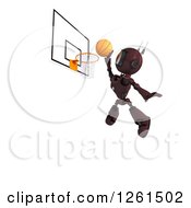 Clipart Of A 3d Red Android Robot Playing Basketball Royalty Free Illustration