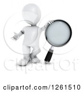 Clipart Of A 3d White Man With A Giant Magnifying Glass Royalty Free Illustration