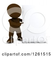 3d Brown Man Pointing To A Blank Sign