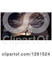 Poster, Art Print Of 3d Skeleton Under Bare Trees And A Full Moon