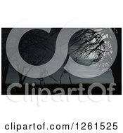 Clipart Of 3d Skeletons Under Bare Trees And Moonlight Royalty Free Vector Illustration by KJ Pargeter