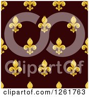 Poster, Art Print Of Seamlessly Tileable Gold Fleur De Lis On Burgundy Background Pattern
