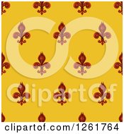 Poster, Art Print Of Seamlessly Tileable Burgundy Fleur De Lis On Gold Background Pattern