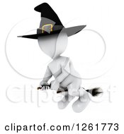 Poster, Art Print Of 3d White Witch Flying On A Broomstick