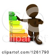 Poster, Art Print Of 3d Brown Man With A Giant Energy Rating Chart