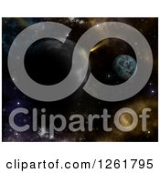 Clipart Of A 3d Shooting Star And Planets Background Royalty Free Illustration