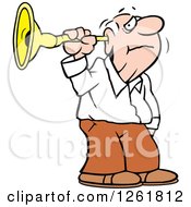 Clipart Of A Befuddled Senior White Man Listening Though An Ear Horn Royalty Free Vector Illustration