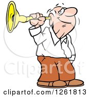 Poster, Art Print Of Happy Senior White Man Listening Though An Ear Horn