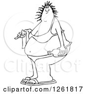 Clipart Of A Black And White Fat Woman In A Bikini Royalty Free Vector Illustration