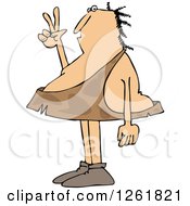 Clipart Of A Caveman Gesturing Peace Royalty Free Vector Illustration