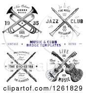 Vintage Crossed Musical Instrument Designs With Sample Text