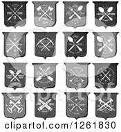 Poster, Art Print Of Vintage Shields With Crossed Tools And Sample Text