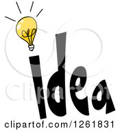 Poster, Art Print Of Shining Lightbulb As The Dot In The Word Idea