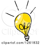Clipart Of A Shining Bright Yellow Light Bulb Royalty Free Vector Illustration by yayayoyo