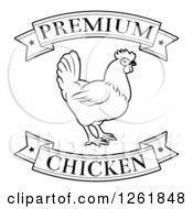 Clipart Of Black And White Premium Chicken Food Banners And Hen Royalty Free Vector Illustration