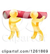 Poster, Art Print Of 3d Gold Carpet Installers Carrying A Roll