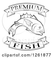 Clipart Of Black And White Premium Fish Food Banners Royalty Free Vector Illustration