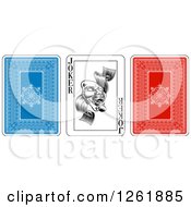 Poster, Art Print Of Blue Red And Joker Playing Cards