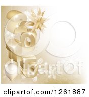 Poster, Art Print Of 3d Gold Snowflake Background With Year 2015 And Baubles