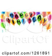 3d Arch Of Colorful Happy Birthday Party Balloons Over Text Space