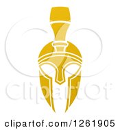 Clipart Of A Gold Spartan Trojan Helmet Royalty Free Vector Illustration